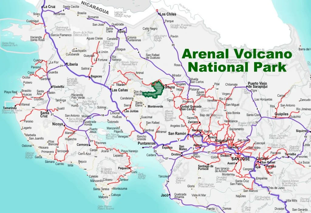 Arenal Volcano National Park Map