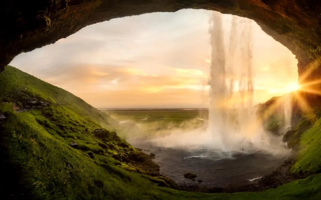Behind Selijalandsfoss Waterfall
