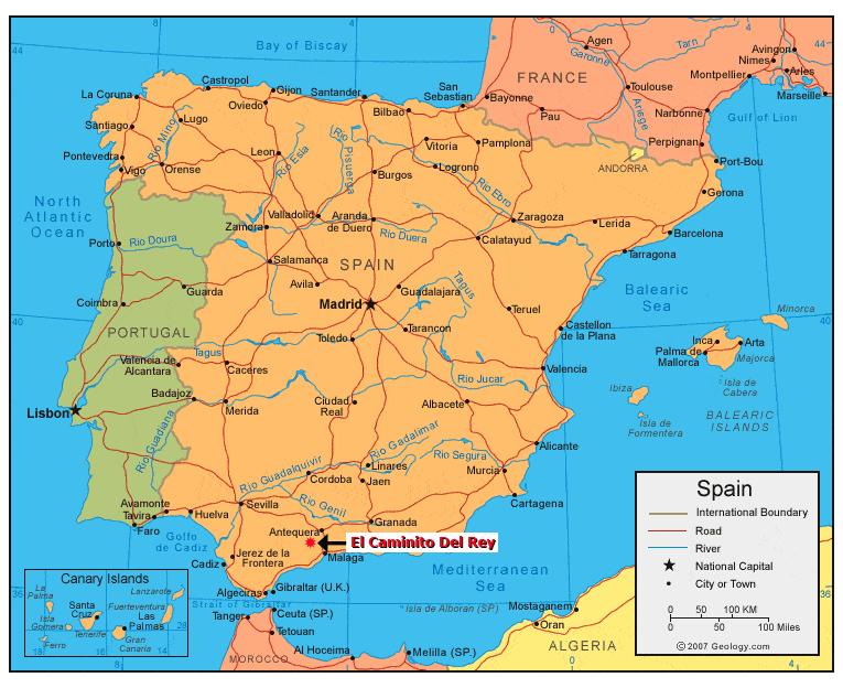 Map of El Caminito del Rey
