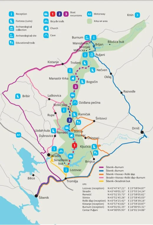 Map of Krka National Park
