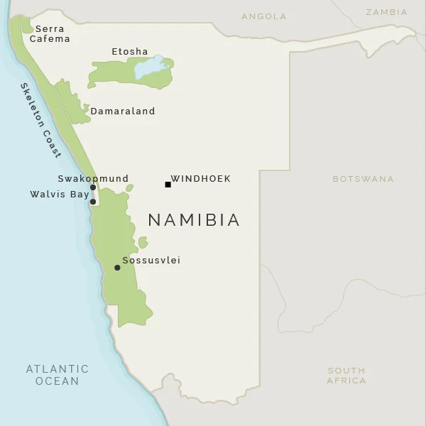 Location map of Sossusvlei in Nambia