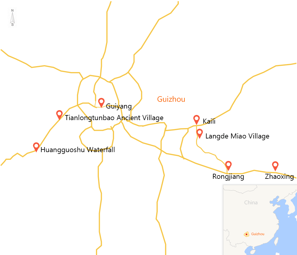 Map of the Huangguoshu Waterfall