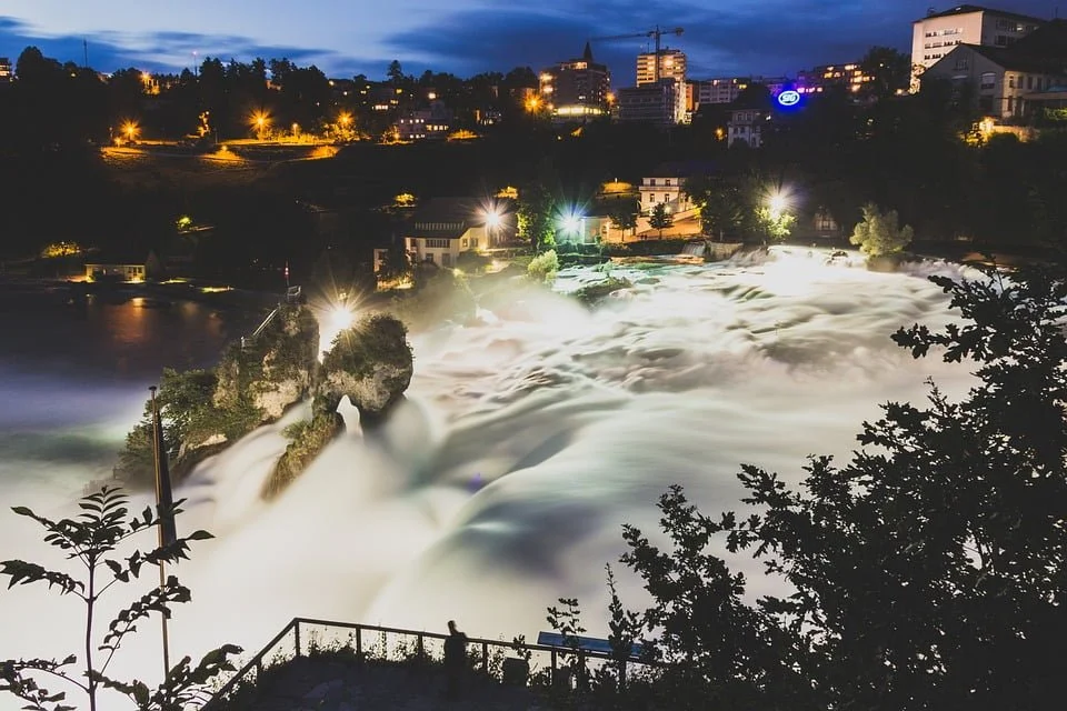 Rhine Falls Illumination at night