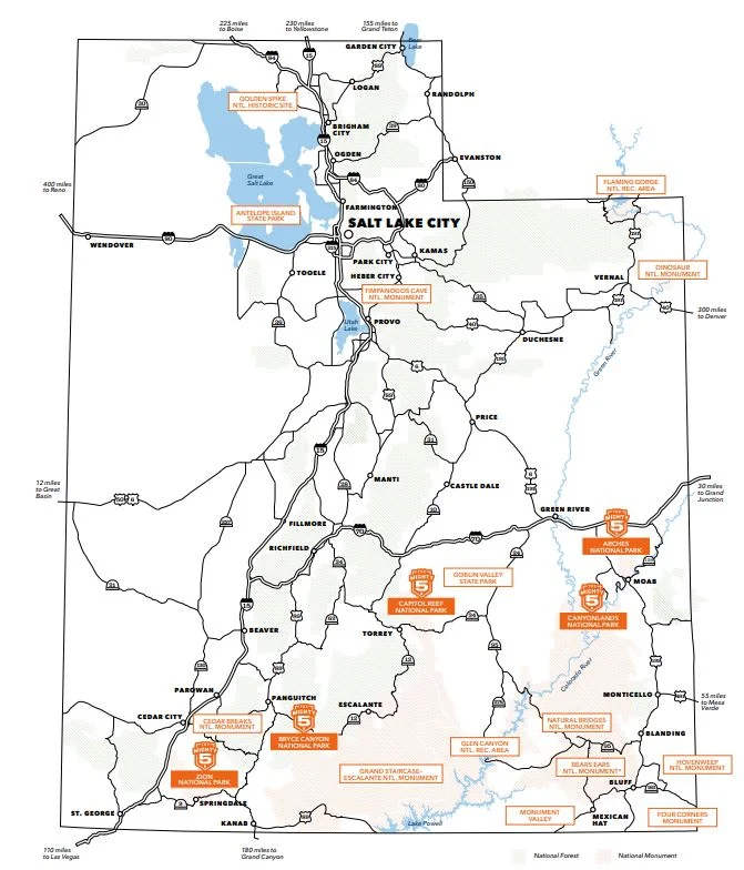 Map of Utah's Natural Wonders