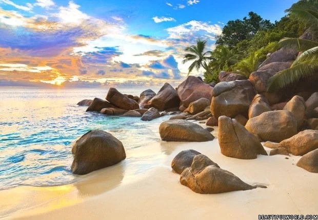 Seychelles Beach at Sunset