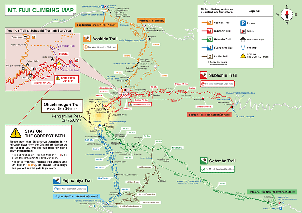 Climbing Routes of Mount Fuji