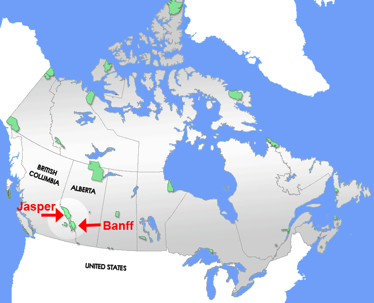 Map of Jasper National Parks